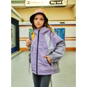 Girls' Outdoor Casual Sporty Patchwork Hooded Windbreaker Jacket