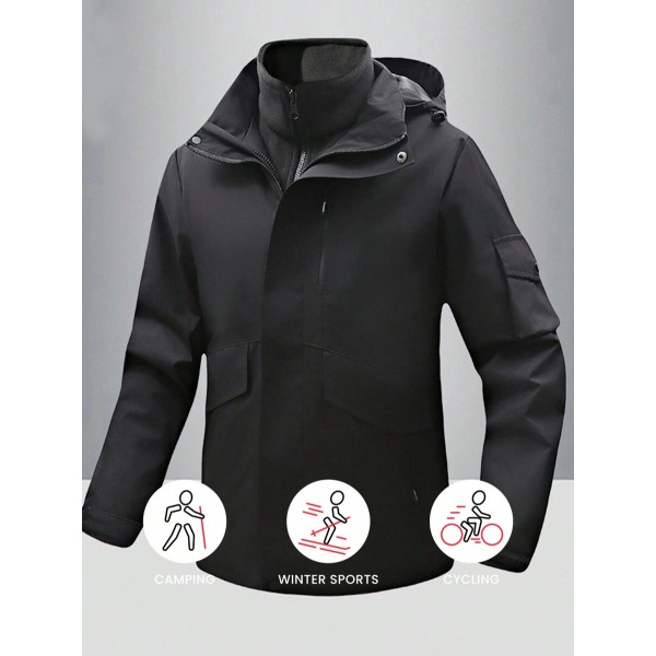  Heating Warm Black 3-In-1 Softshell Jacket
