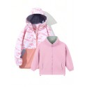 Girls' Outdoor Sports Hiking Camping Windproof Waterproof Breathable Warm 3-In-1 Detachable Wind Jacket And Fleece Jacket