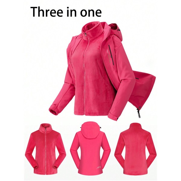 3-In-1 Black Softshell Jacket And Fleece Top