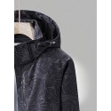 Botanical Printed Drawstring Hooded Windbreaker Jacket