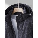 Botanical Printed Drawstring Hooded Windbreaker Jacket