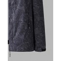 Botanical Printed Drawstring Hooded Windbreaker Jacket