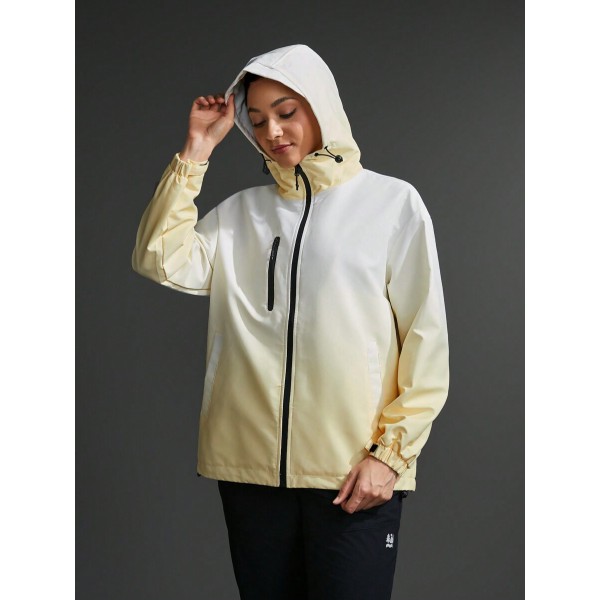 Women Ombre Casual Hooded Long Sleeve Sports Jacket