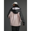 Women's Spring And Autumn Contrast Color Long Sleeve Drawstring Hooded Casual Sports Jacket