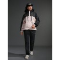 Women's Spring And Autumn Contrast Color Long Sleeve Drawstring Hooded Casual Sports Jacket