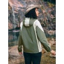 Hooded Waterproof Colorblock Pocket Rain Jacket For Outdoor Camping, Hiking, Commute, Cargo
