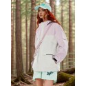 New Women's Color-Block Loose Casual Hooded Windbreaker Jacket 