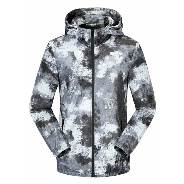 Men's Outdoor Windbreaker Jacket, Hooded Camouflage Streetwear Hoodie