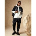 Men Two Tone Slant Pocket Drawstring Hooded Insulated Jacket