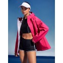 Solid Zip Up Hooded Windbreaker Jacket
