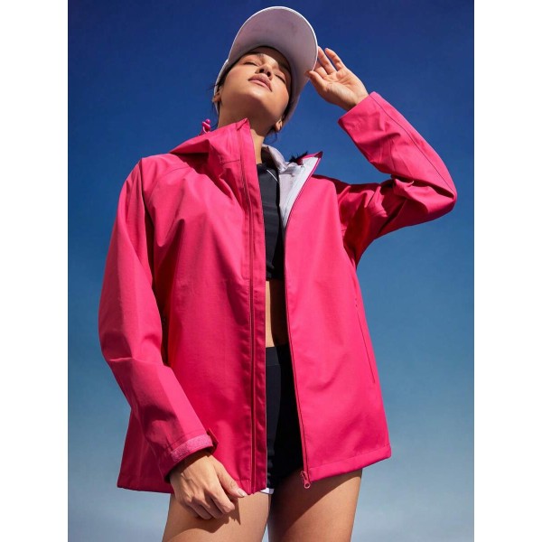 Solid Zip Up Hooded Windbreaker Jacket