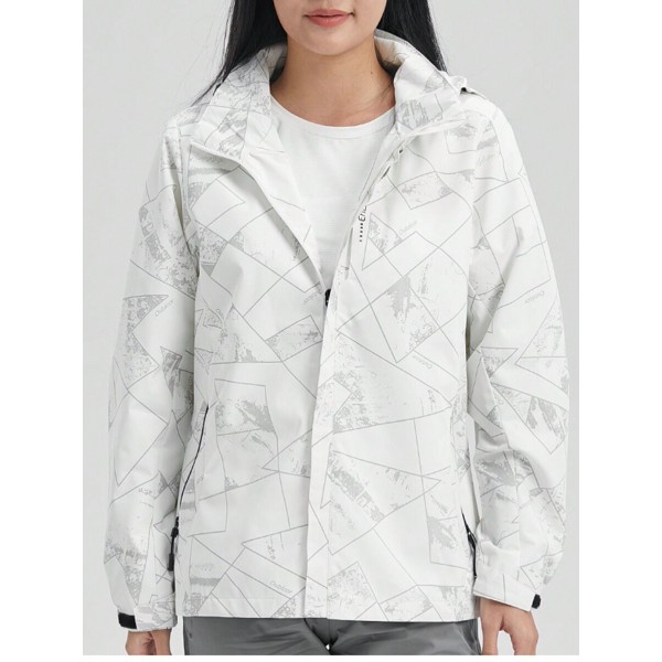 Women's Outdoor Waterproof Skiing Climbing Solid Color Fashionable Hooded Jacket