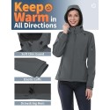Women's Softshell Jacket with Hood Fleece Lined Warm Lightweight Waterproof Insulated Windbreaker