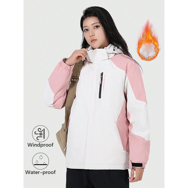 mate Graphene Down Jacket With Contrast Color Blocking And Hoodie, Winter