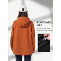 Women's Single Layer Waterproof Windproof Cold Zipper Pocket Elastic Cuffs Outdoor Hiking Mountaineering Cap Removable