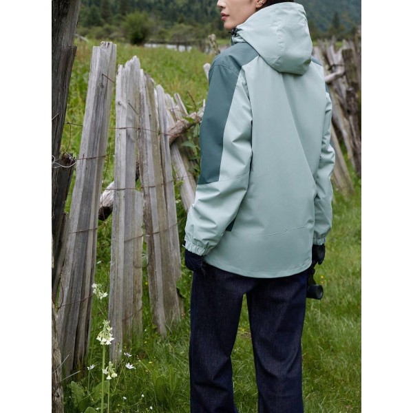 Women's Solid Color Patchwork Front Zipper Long Sleeve Pockets Outdoor Windbreaker
