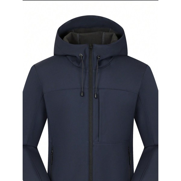 Outdoor Hiking Camping Windproof Waterproof Anti-Static Fleece Lined Hooded Softshell Jacket