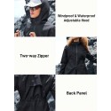 Women's Off-Shoulder Print Zip-Up Hooded Casual Outdoor Rain Jacket
