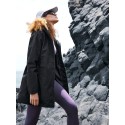 Women's Off-Shoulder Print Zip-Up Hooded Casual Outdoor Rain Jacket